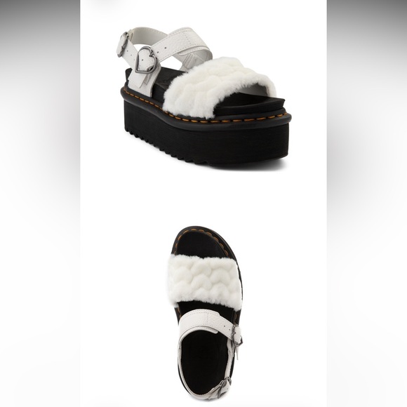 Dr. Martens Shoes - Dr. Martens White and Black Voss Quad Platform Sandals